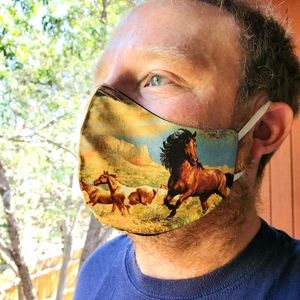Horses print face mask men unisex